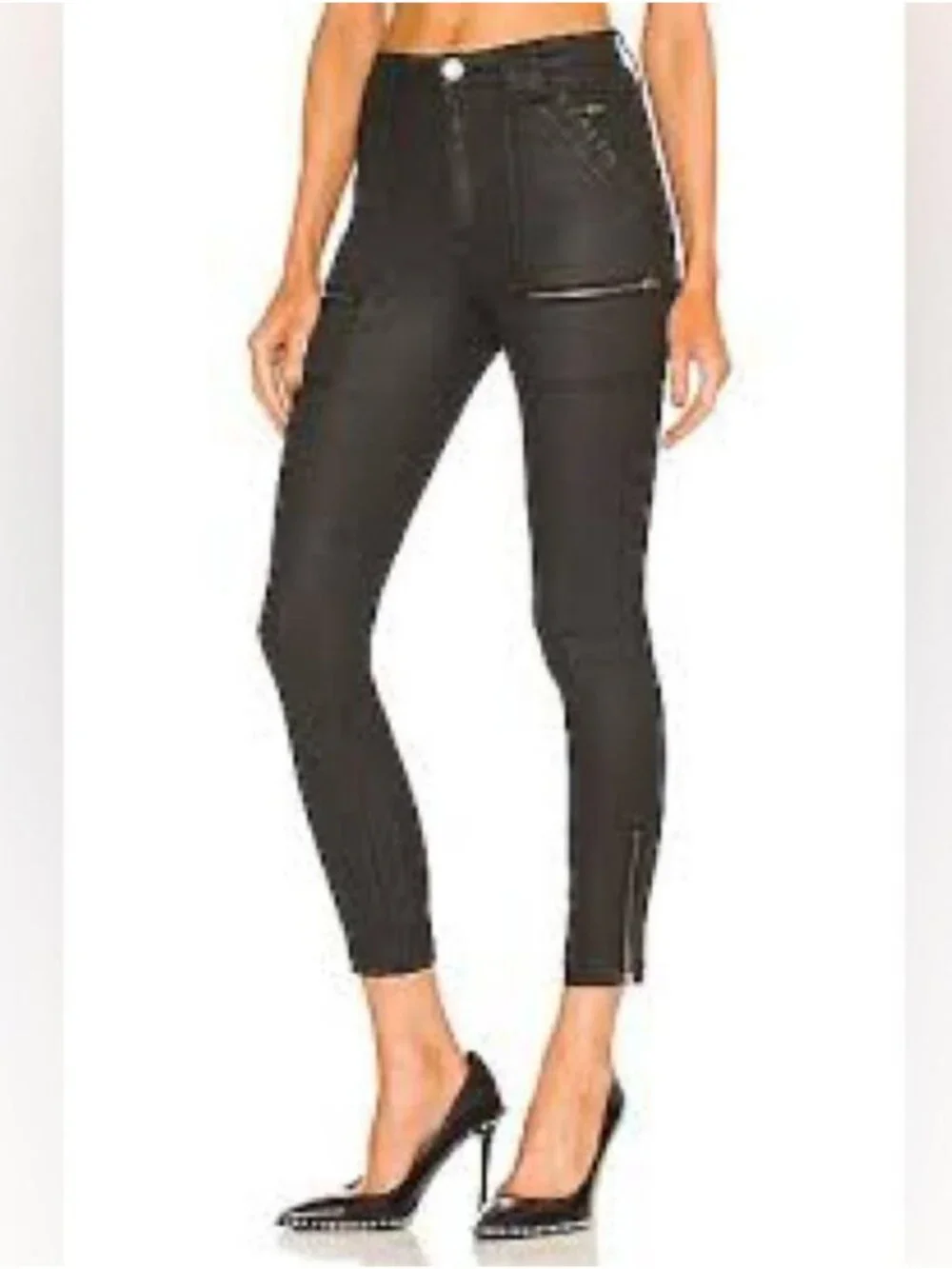 Joie "Park Skinny B" jeans, black coated denim, size 29 - Picture 3 of 9